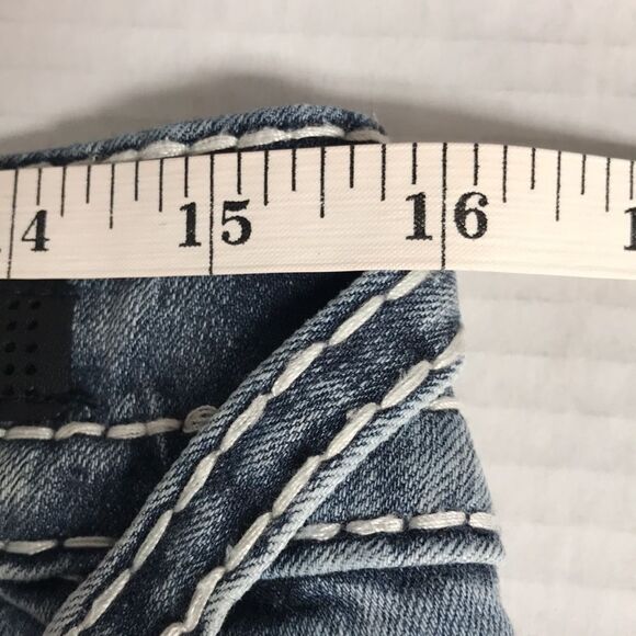 VIGOSS The Chelsea Denim CAPRI Skimmer Sz 5/6 Distressed Embellished Crop Jeans - Picture 14 of 15
